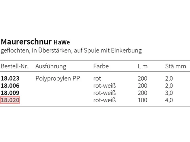 PFLASTERER-SCHNUR ROT-WEISS 100X4,0