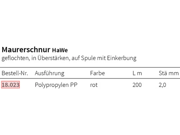 MAURERSCHNUR PP ROT  200X2,0