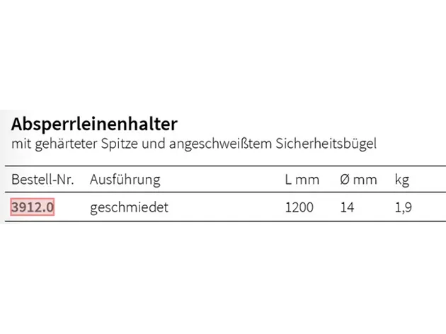 ABSPERRLEINENHALTER SICH-B&Uuml;G.