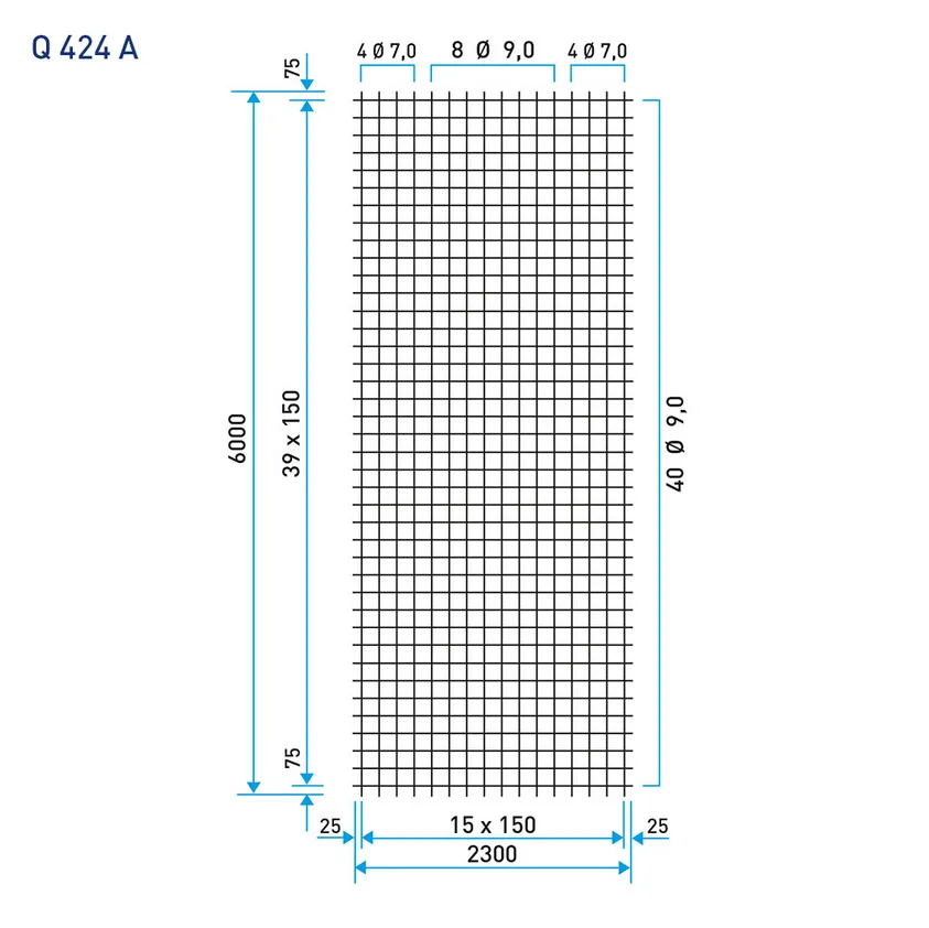 Baustahlmatten Q 424 A 6000x2300