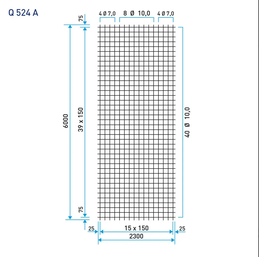 Baustahlmatten Q 524 A 6000x2300