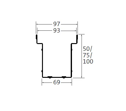 BIRCOtopline 100 Rinne ohne Sichtsteg,